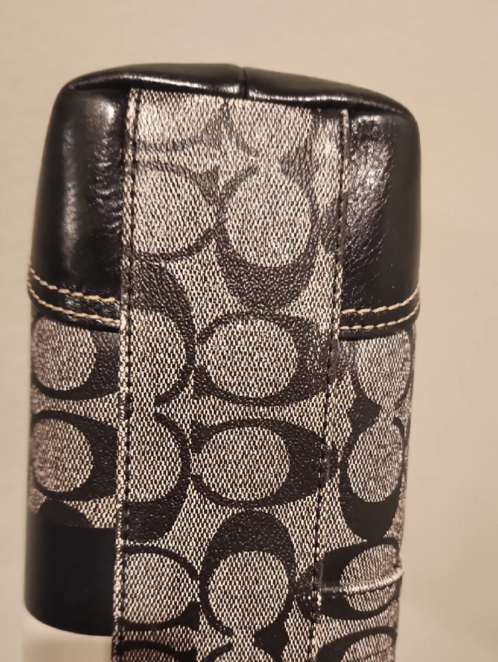 Coach Black & White Signature Stripe Tote - Picture 4 of 17